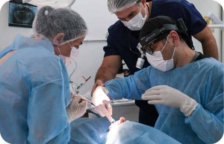 Clinical procedure with full surgical team